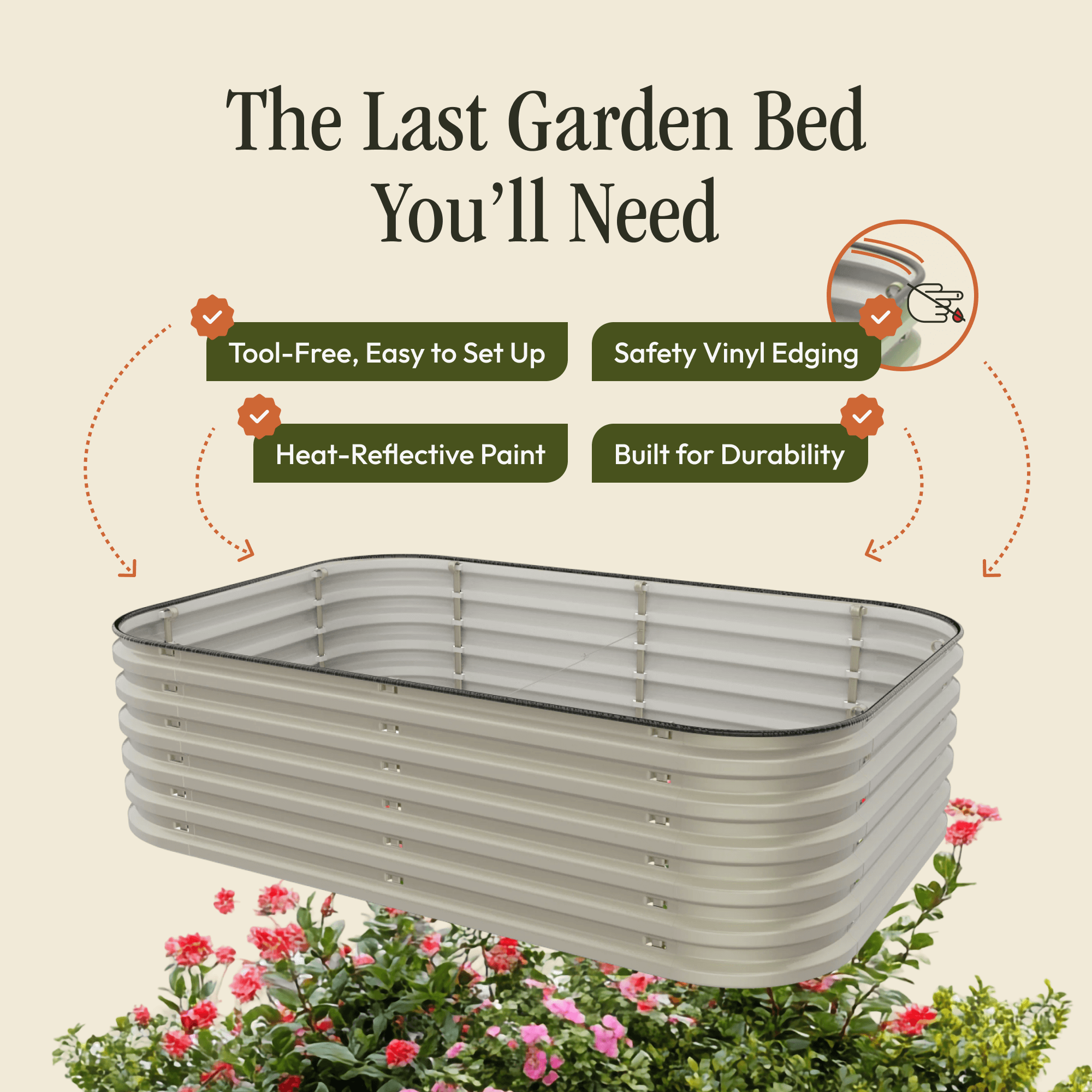 17" Tall 6 In 1 "No Tools Needed" Premium Metal Raised Garden Bed Kit