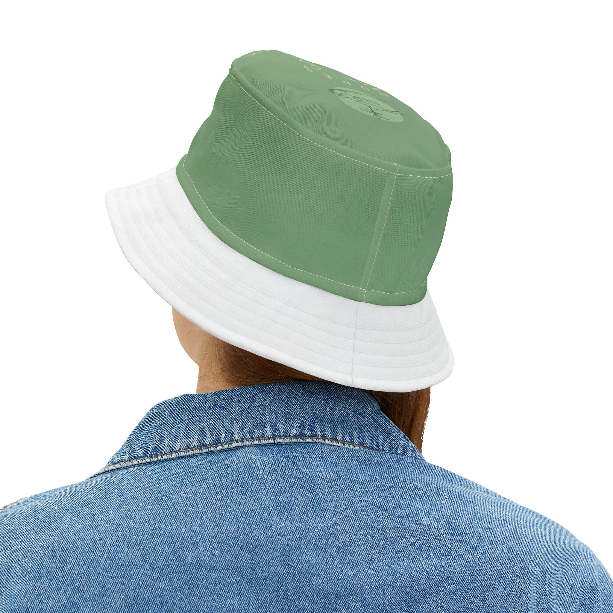 Two-Tone Bucket Hat — Sage Green & White Adjustable Sun Hat