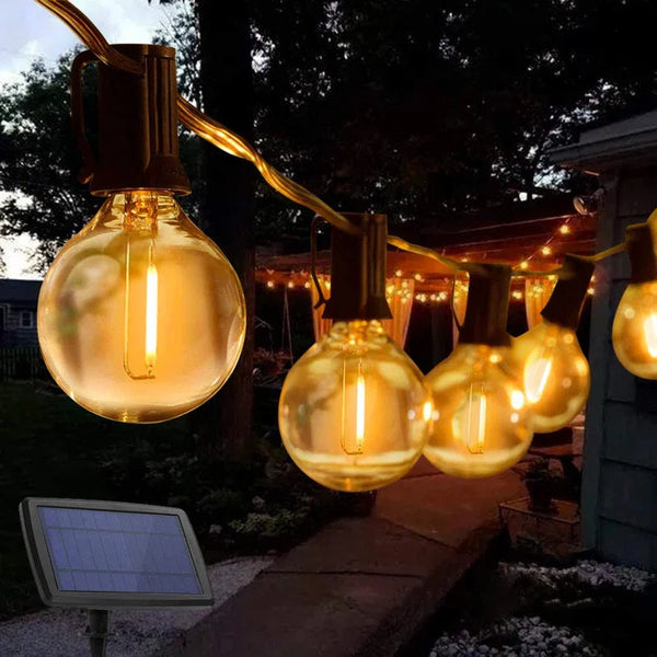 25ft Solar-Powered Outdoor String Lights with Remote