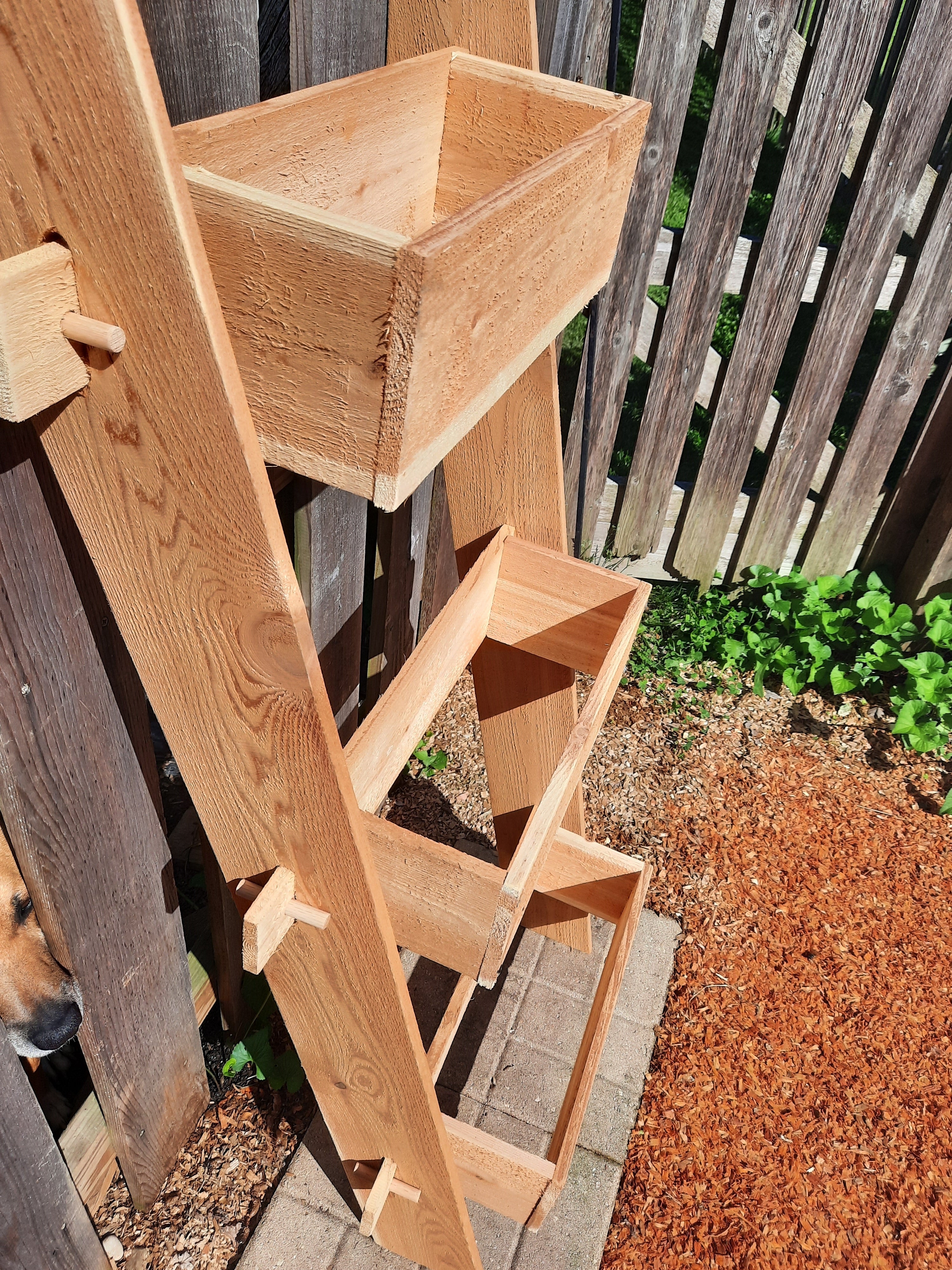 3-Tier Vertical Cedar Standing Planter Box
