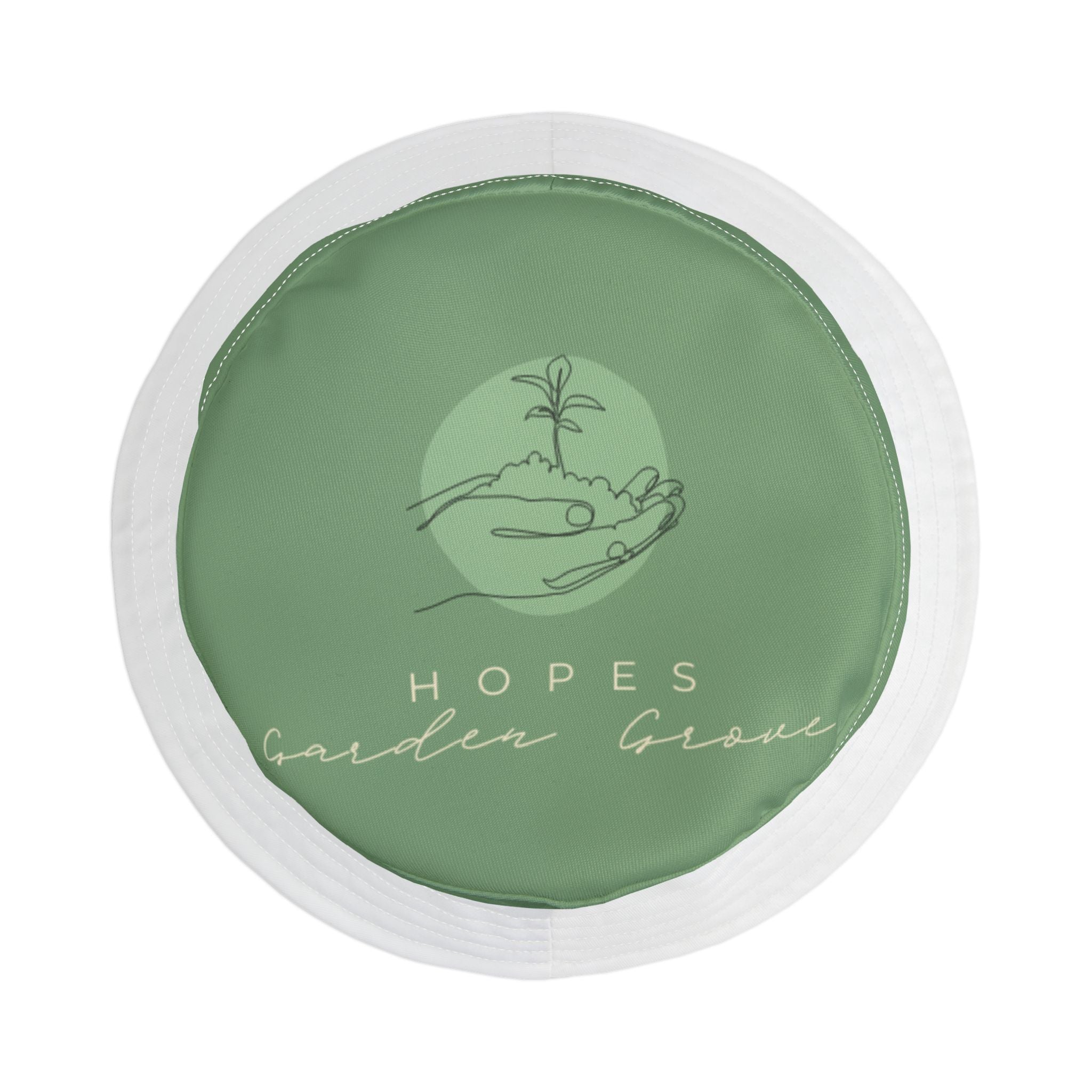 Two-Tone Bucket Hat — Sage Green & White Adjustable Sun Hat