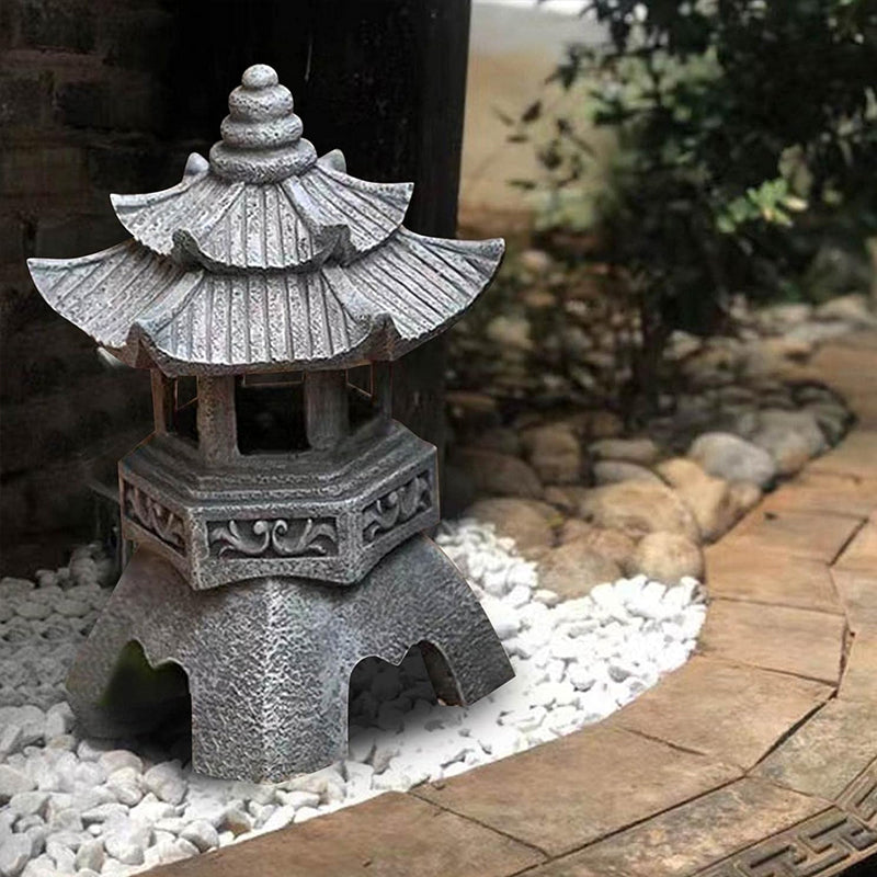 Solar-Powered Zen Garden Decor: Pagoda Lanterns & Statues