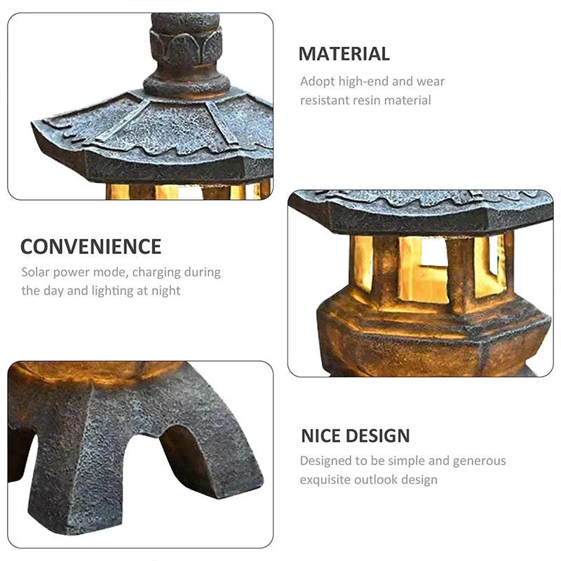 Solar-Powered Zen Garden Decor: Pagoda Lanterns & Statues