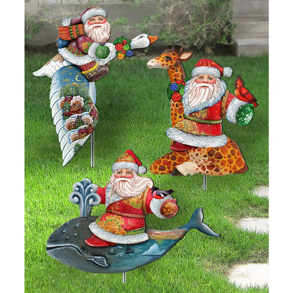 Santa Outdoor Walkway Garden Decor – Set of 3