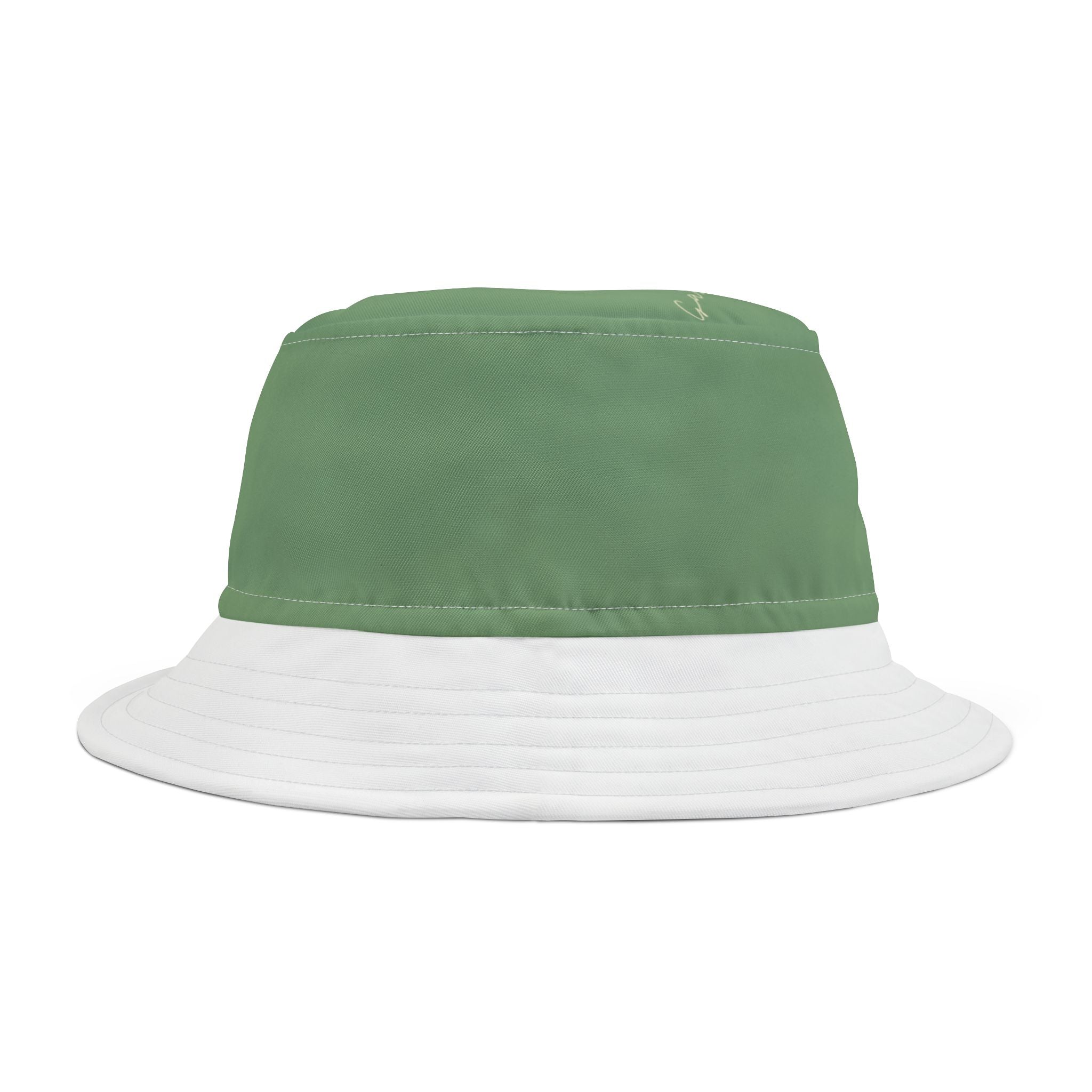 Two-Tone Bucket Hat — Sage Green & White Adjustable Sun Hat