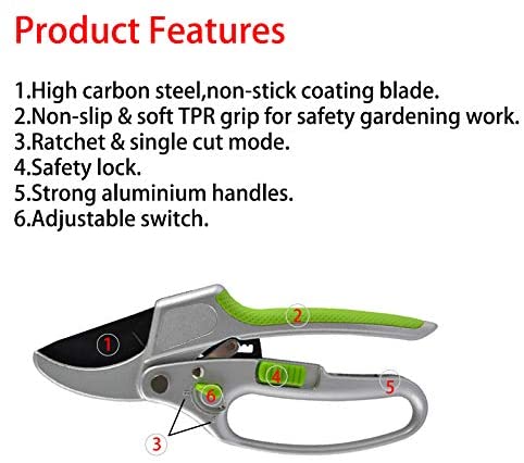 2-in-1 Garden Ratchet Pruning Shears Clippers