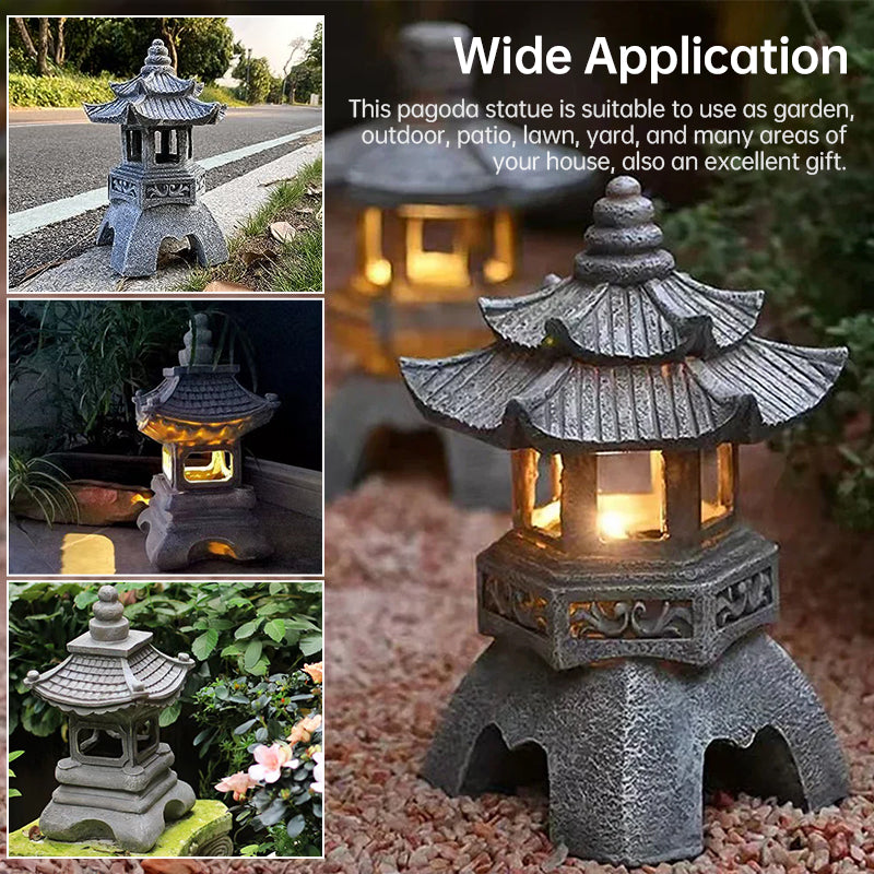 Solar-Powered Zen Garden Decor: Pagoda Lanterns & Statues