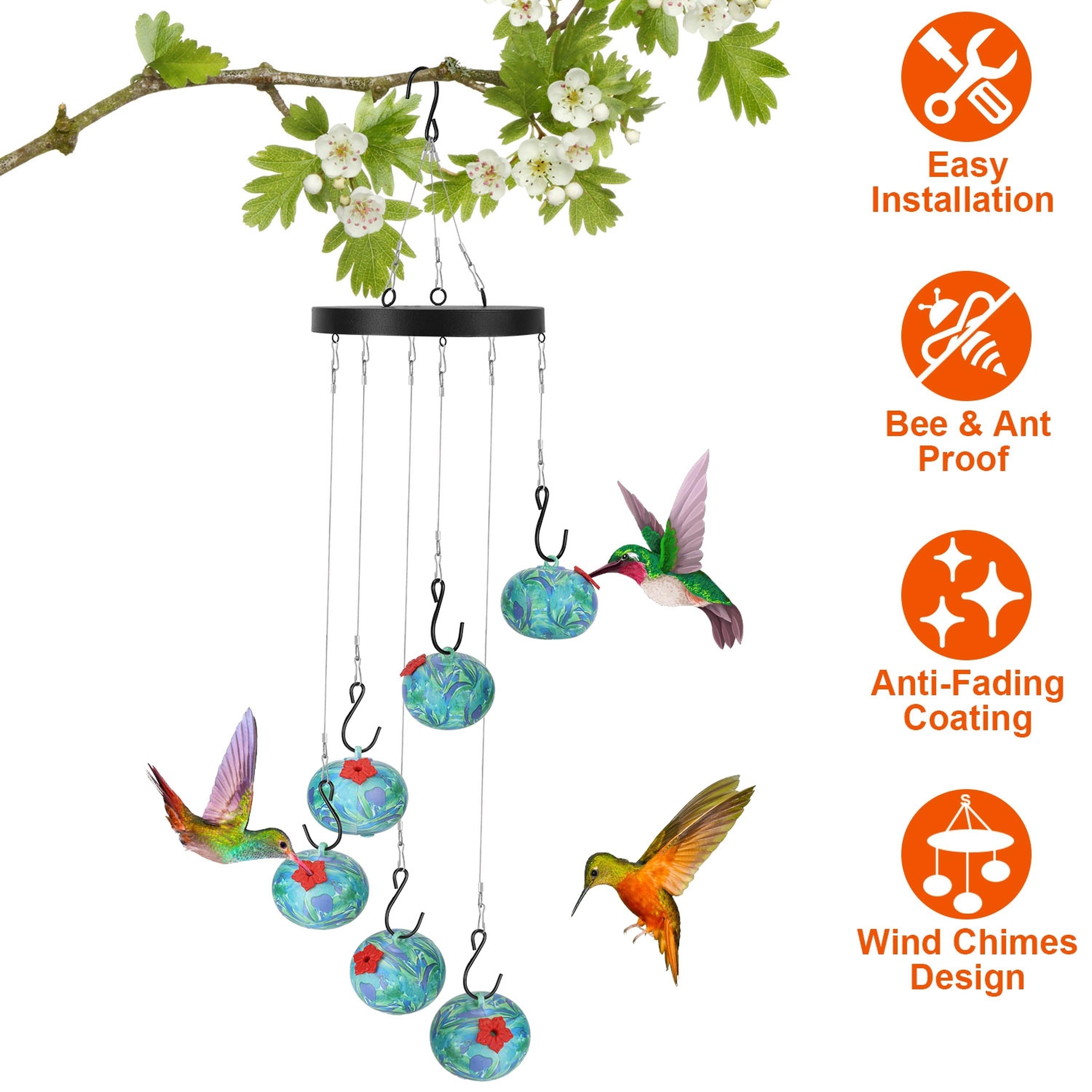 Hummingbird Feeder with Wind Chimes