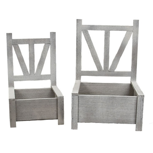 Set of Two Rustic Garden Chair Planters