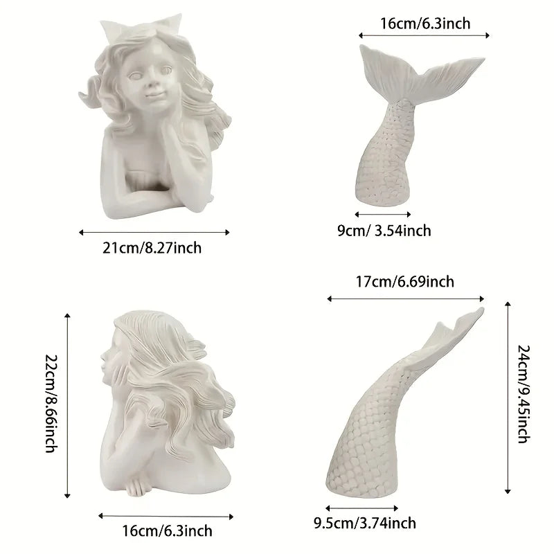 Resin Mermaid Statue Garden, Angel Themed Floor Installation Sculpture