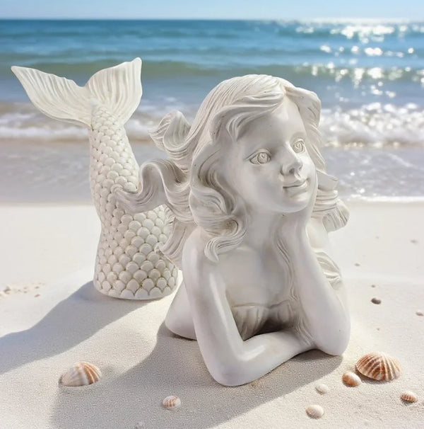 Resin Mermaid Statue Garden, Angel Themed Floor Installation Sculpture