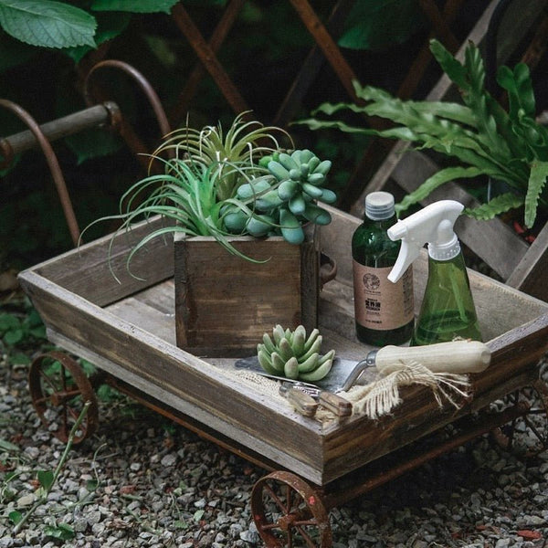 Small Decorative Wooden Wagon Flower Cart
