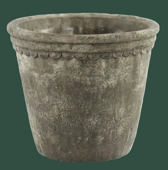 Cement Scalloped Pot 6.25"H
