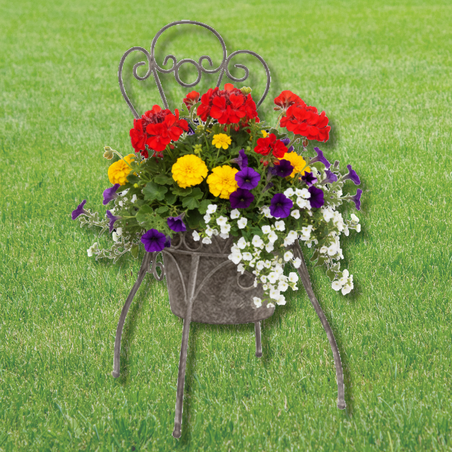 Rustic Metal Garden Chair Planter
