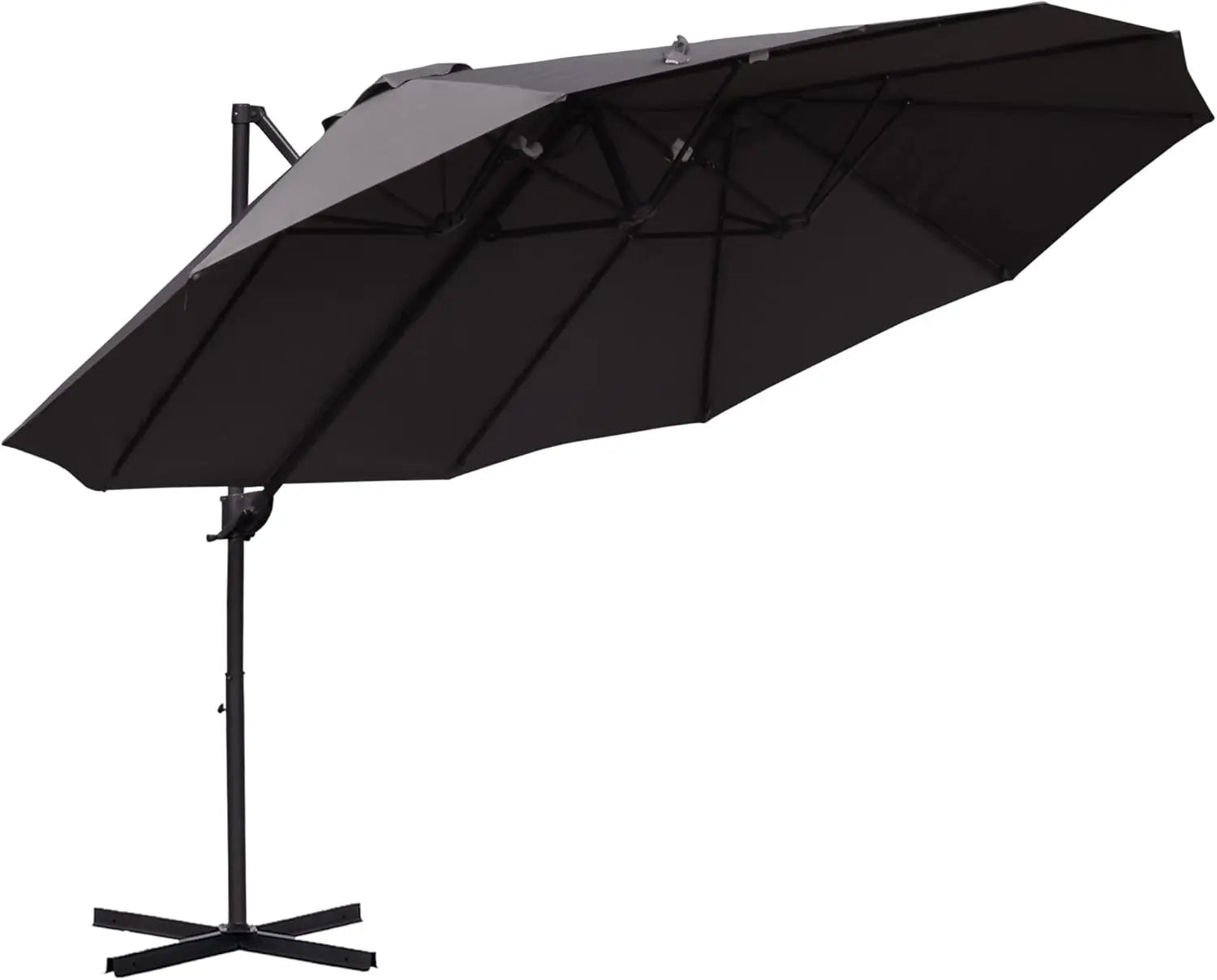 14ft Patio Umbrella Double-Sided Outdoor Market Extra Large Umbrella with Crank, Cross Base for Deck, Lawn, Backyard and Pool
