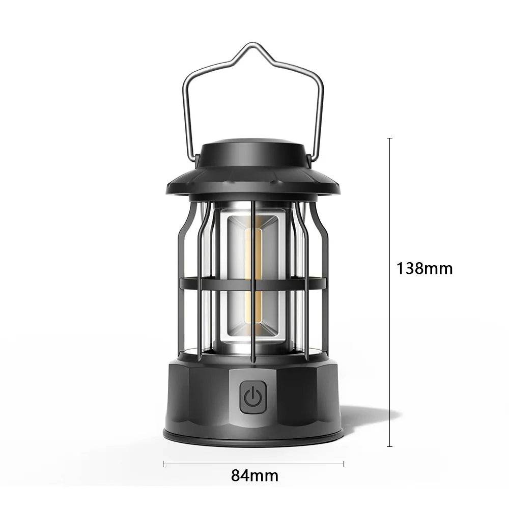 Outdoor LED Lantern Portable Retro Camping Garden Rechargeable Lamp