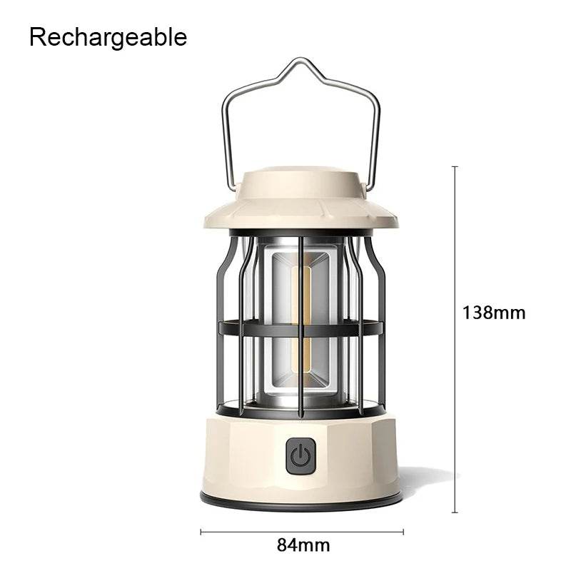 Outdoor LED Lantern Portable Retro Camping Garden Rechargeable Lamp