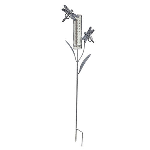 Assorted Distressed Metal Garden Springtime Rain Gauge Yard Stake 38" H