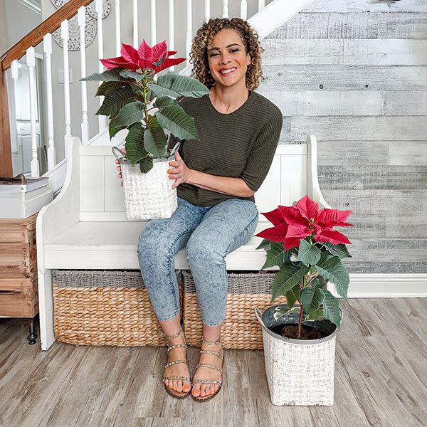 Whitewashed Woven Metal Baskets, Set of 2