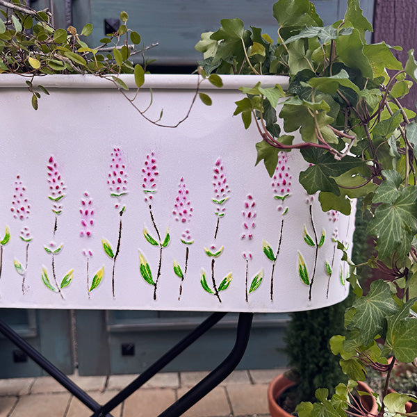 Outdoor Floral Oval Metal Plant Stand