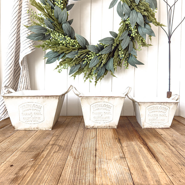 Vintage Heirloom Metal Garden Planters – Set of 3