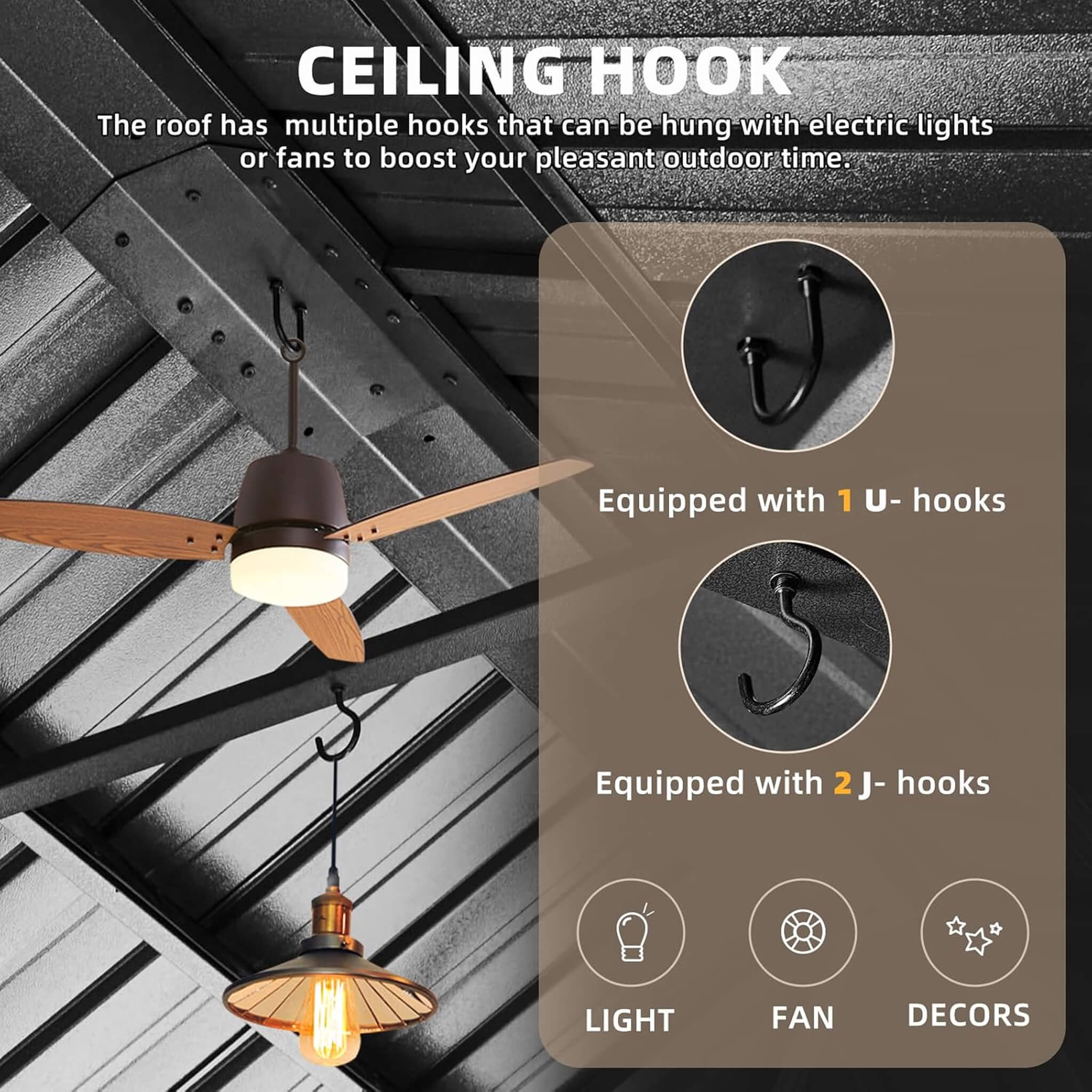 Alora Premium All-Season Outdoor Wood Grain Sunroom With Sliding Doors And Double Top Roof (SAK58317)