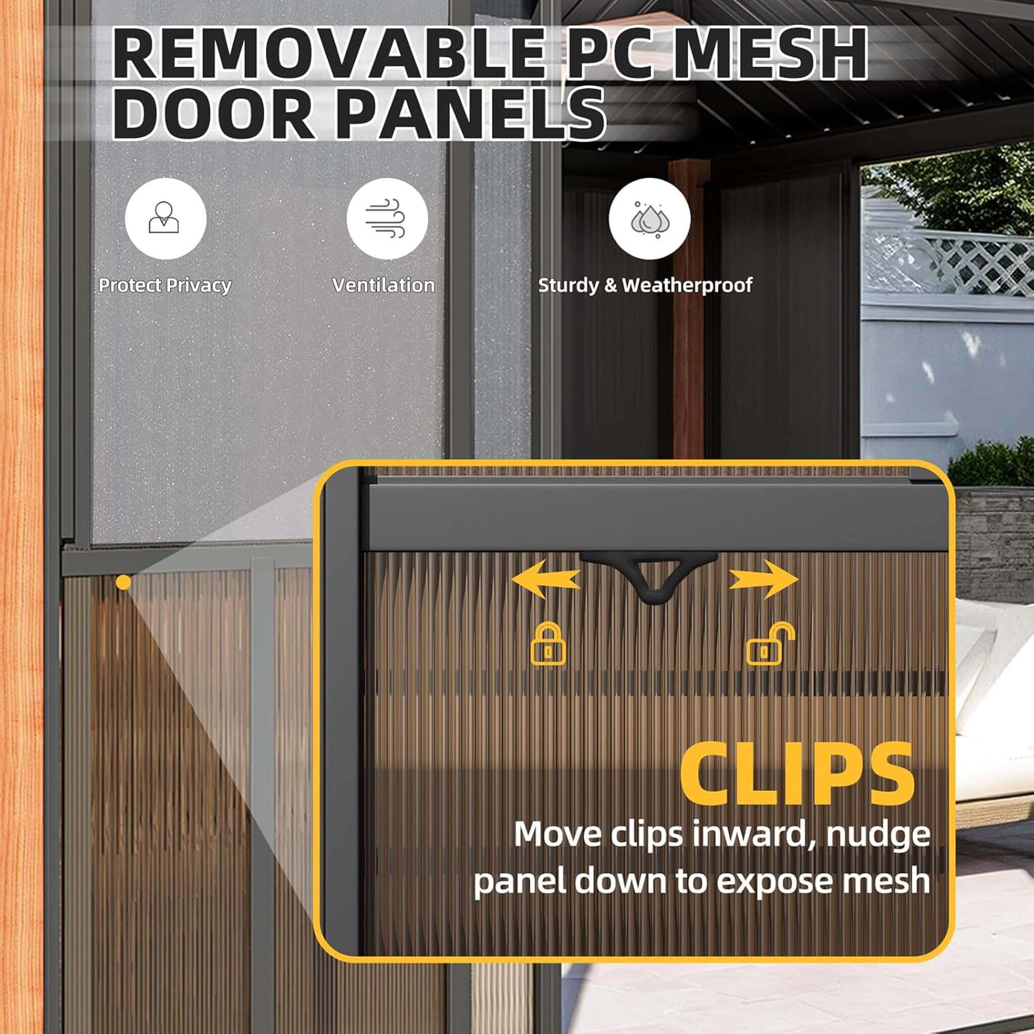 Alora Premium All-Season Outdoor Wood Grain Sunroom With Sliding Doors And Double Top Roof (SAK58317)