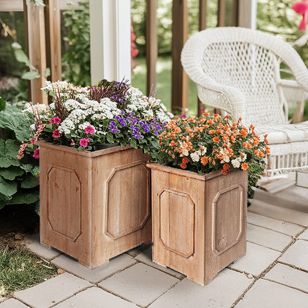 Oversized Outdoor Wooden Planters, Set of 2