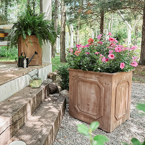 Oversized Outdoor Wooden Planters, Set of 2